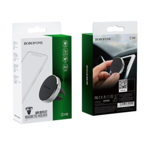 BOROFONE BH8 Air OUTLET IN-CAR PHONE HOLDER, ALUMINUM ALLOY WITH SILICONE PANEL, MAGNETIC, SMALL SIZE,